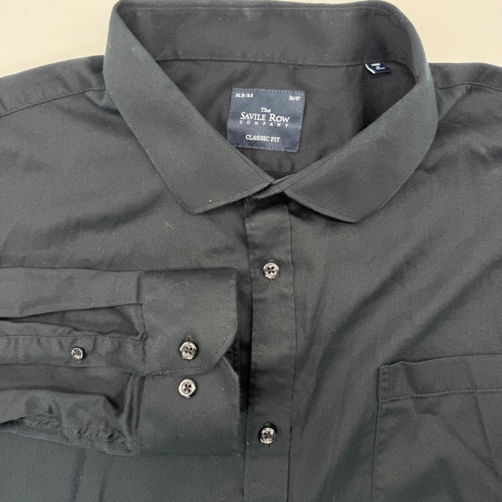 The Savile Row Company Dress Shirt Men XXL 18-18.5 Black Classic Fit Long Sleeve